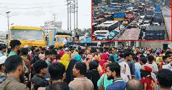 গার্মেন্টস শ্রমিকদের বিক্ষোভে ঢাকা-চট্টগ্রাম মহাসড়কে তীব্র যানজট
