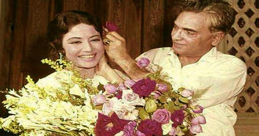 স্বমাী পরিচালক ও চিত্রনাট্যকার কামাল আমরোহীর সঙ্গে মীনা কুমারী।